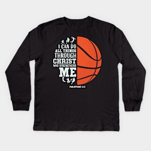 Christian Basketball, Men Boys Kids Religious Basketball Kids Long Sleeve T-Shirt